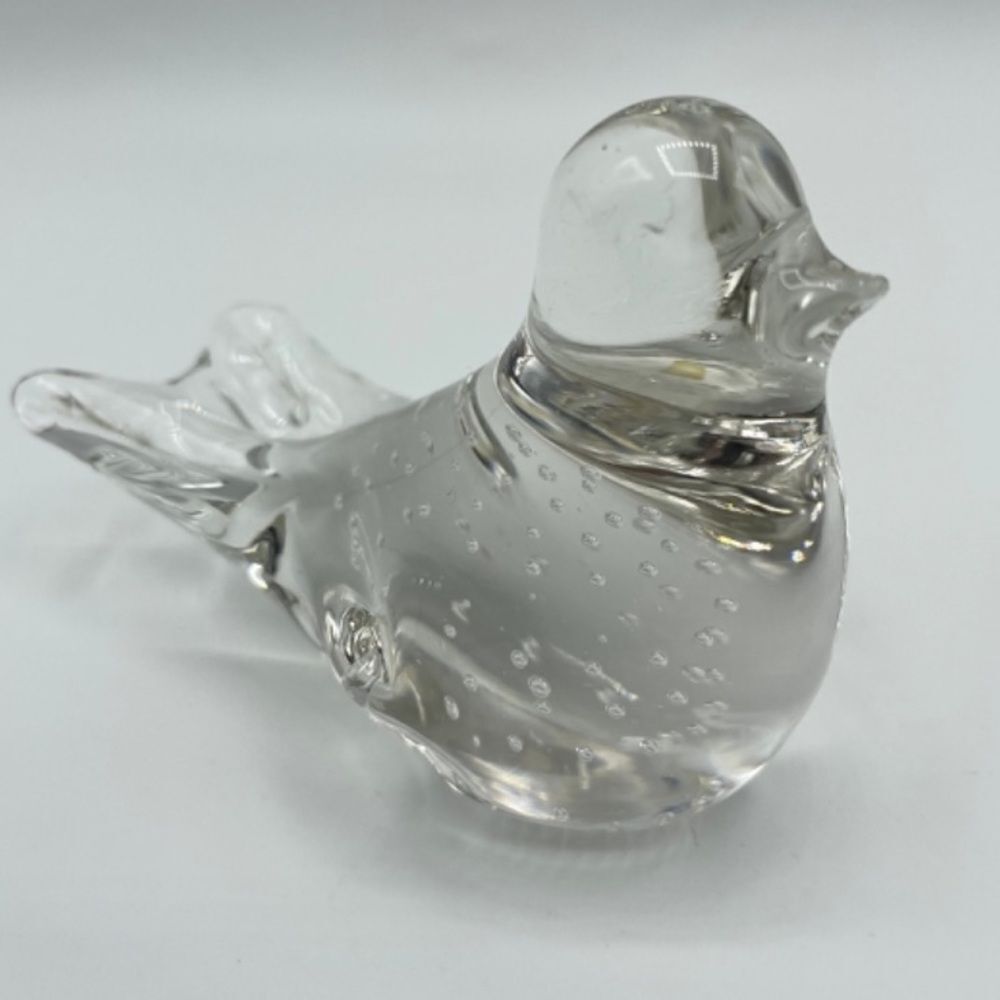 Vintage Clear Art Glass Bird Figure Figurine